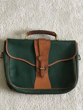 Vintage Dooney & Bourke Legal Brief R12 Green/Tan